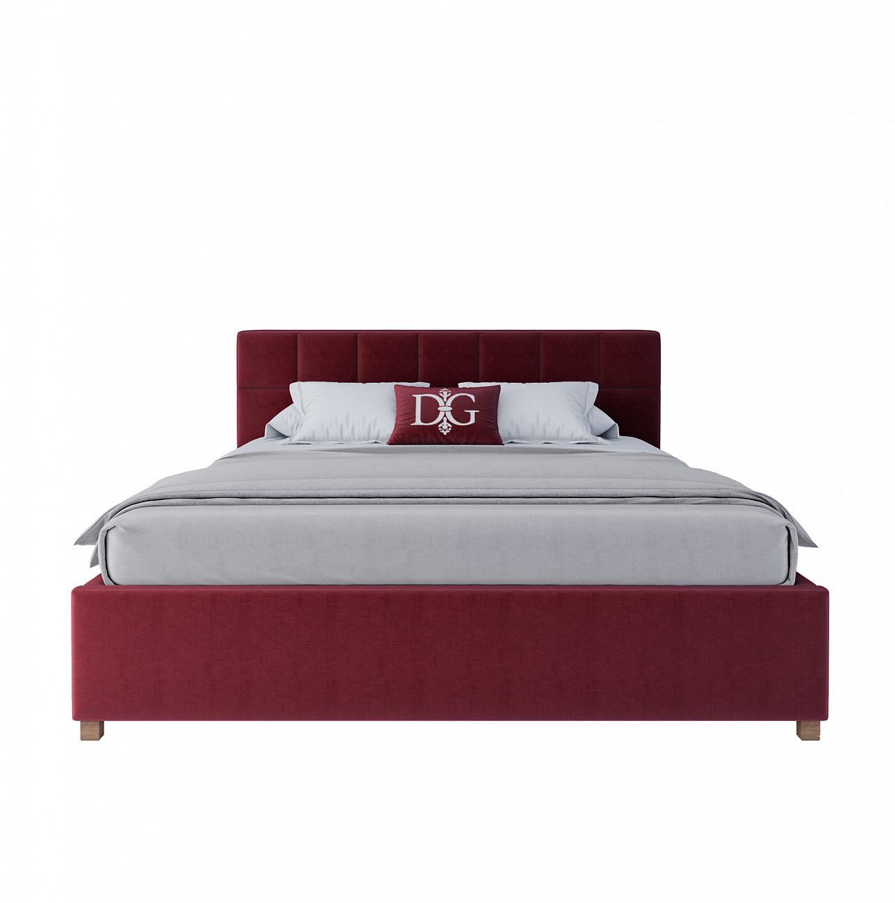 Double bed with upholstered headboard 160x200 cm red Wales