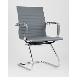 Кресло TopChairs Visit серое, обивка из экокожи, металический каркас