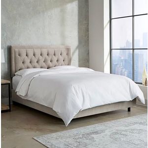 Кровать двуспальная с мягким изголовьем 160х200 см серая Alix Light Gray