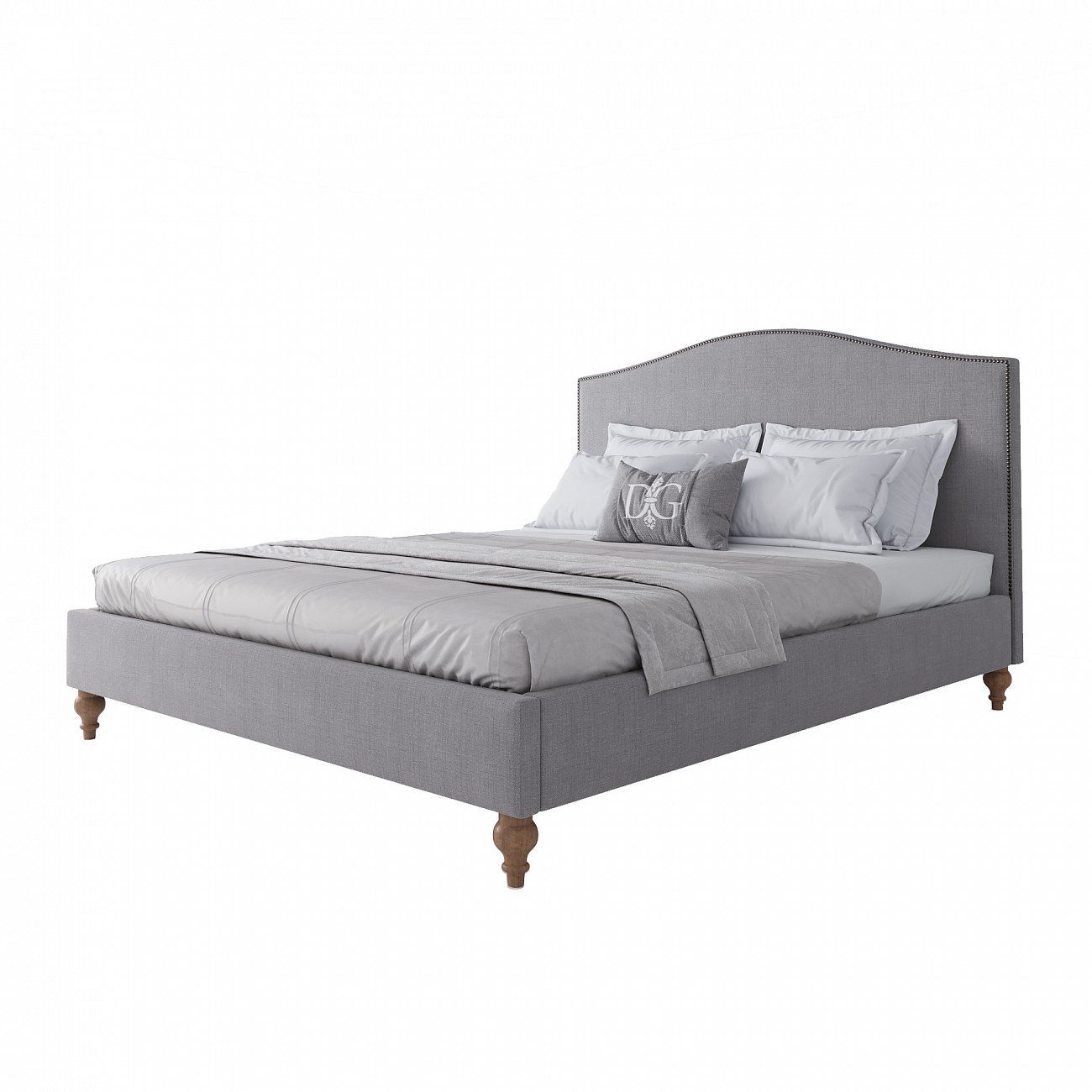 Double bed 160x200 grey matting Fleurie