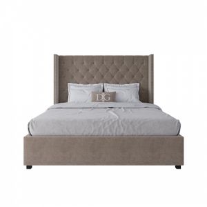 Кровать двуспальная с мягким изголовьем 160х200 см бежевая Wing