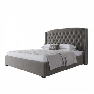Double bed 180x200 without studs gray-beige velour Hugo MR