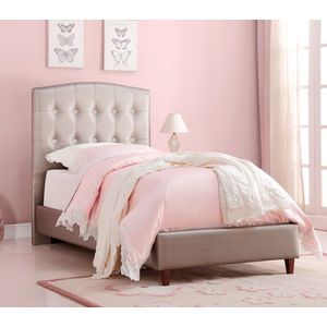 Single bed with upholstered headboard 90x200 cm beige Donco Kids Twin Princess