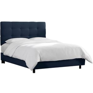 Double bed with upholstered backrest 160x200 blue Alice Tufted Blue