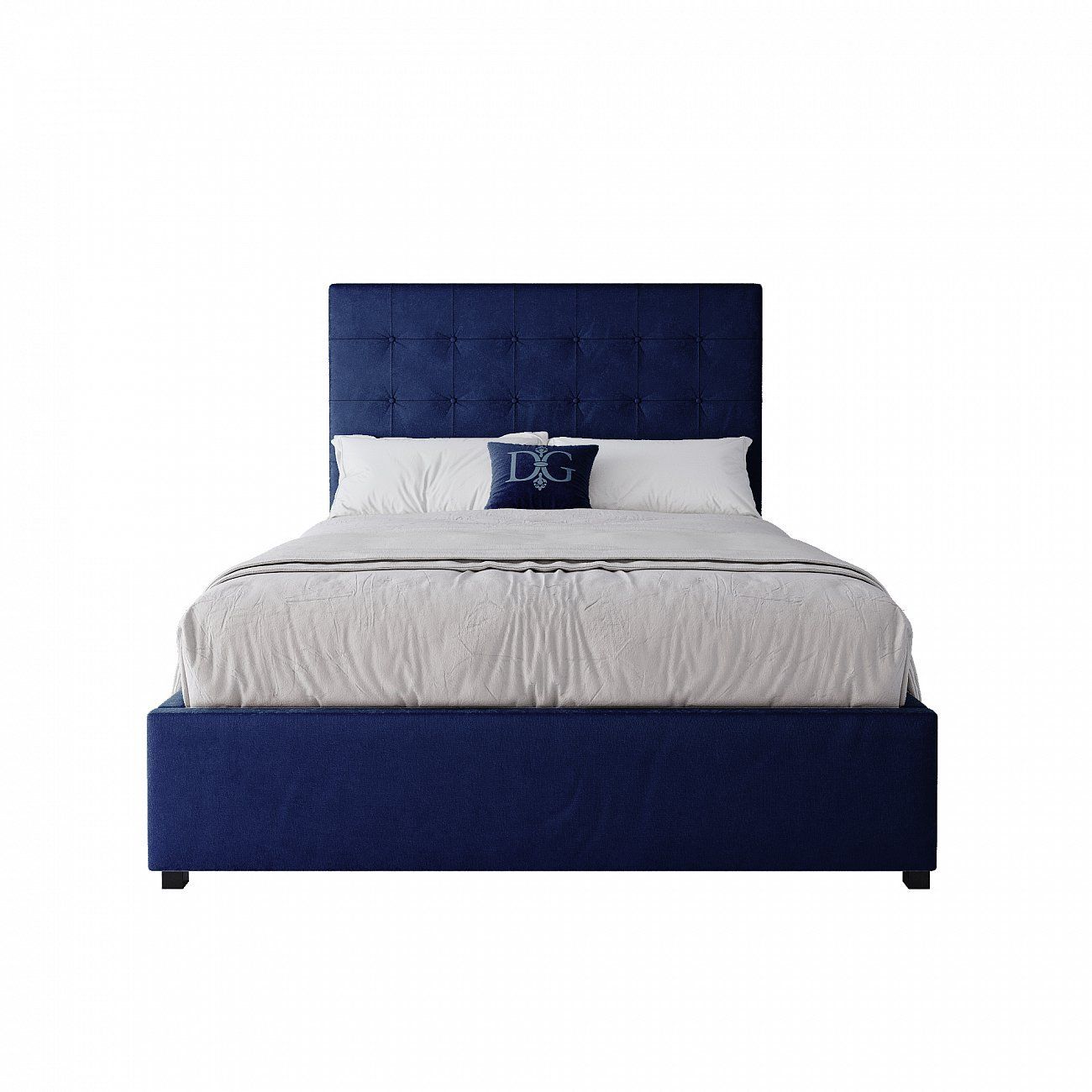 Teenage bed with upholstered headboard 140x200 cm blue Royal Black