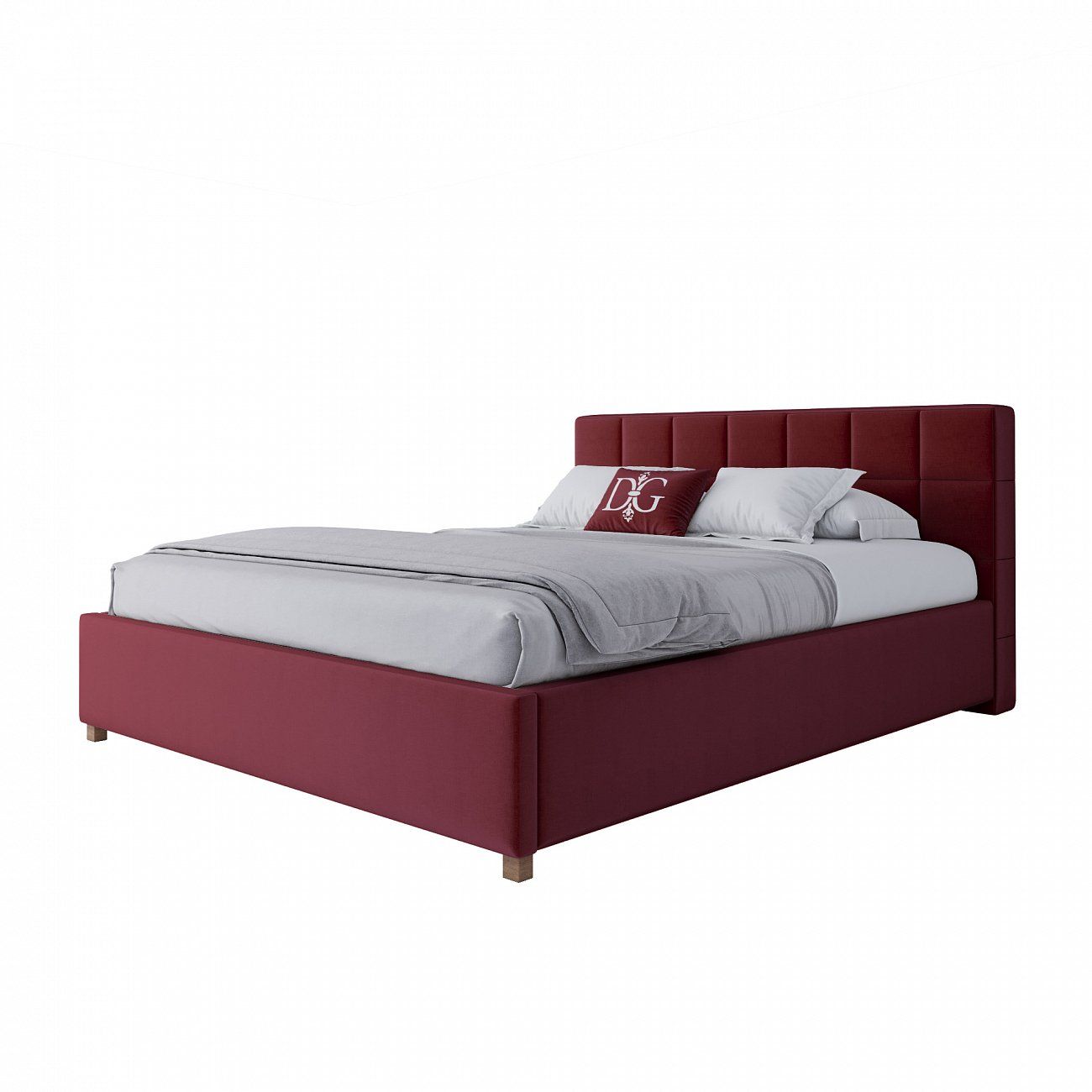 Double bed with upholstered headboard 160x200 cm red Wales