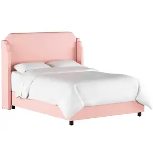 Кровать двуспальная с мягкой спинкой 160х200 см розовая Aurora Wingback Blush