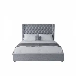 Double bed 180x200 cm light grey Henbord