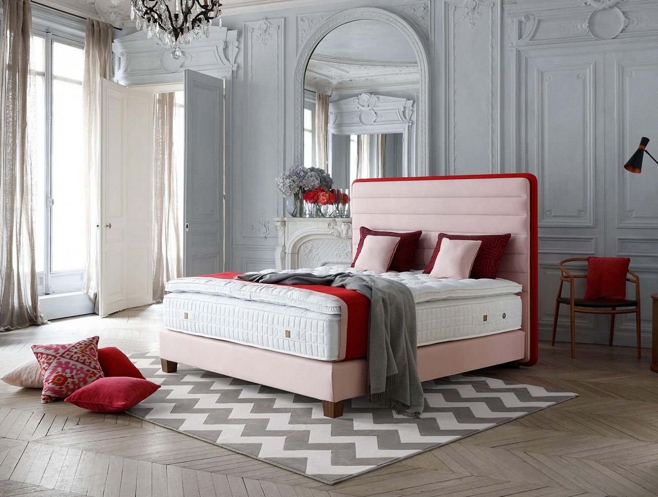Double bed 160x200 cm pink Lounge Headboard