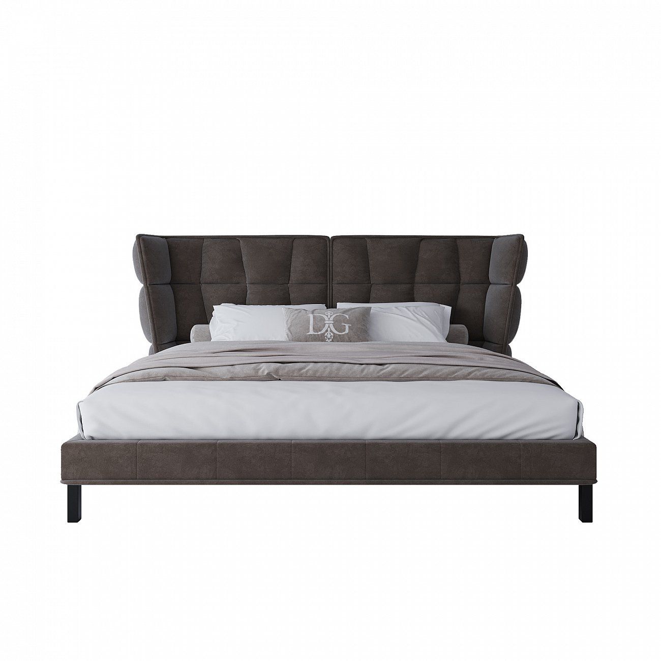 Double bed 200x200 grey Husk (box spring)