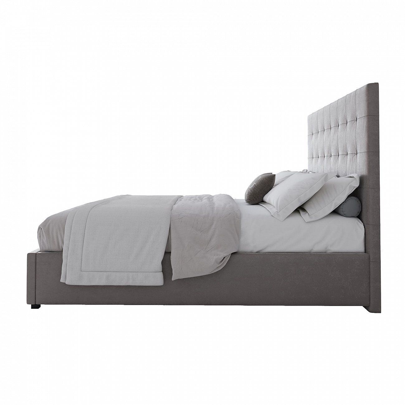 Double bed with upholstered headboard 160x200 cm light brown Royal Black