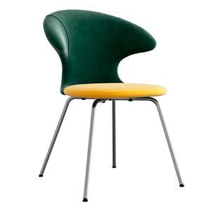 Time Flies chair, legs chrome, upholstery velour/ polyester yellow/green