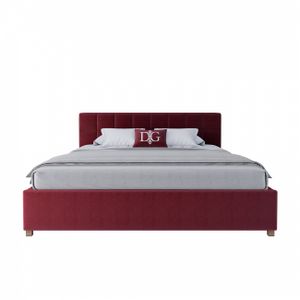 Кровать двуспальная с мягким изголовьем 180х200 см красная Wales