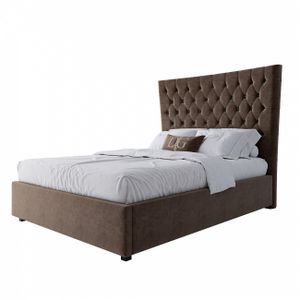 Кровать подростковая с каретной стяжкой 140х200 коричневая QuickSand