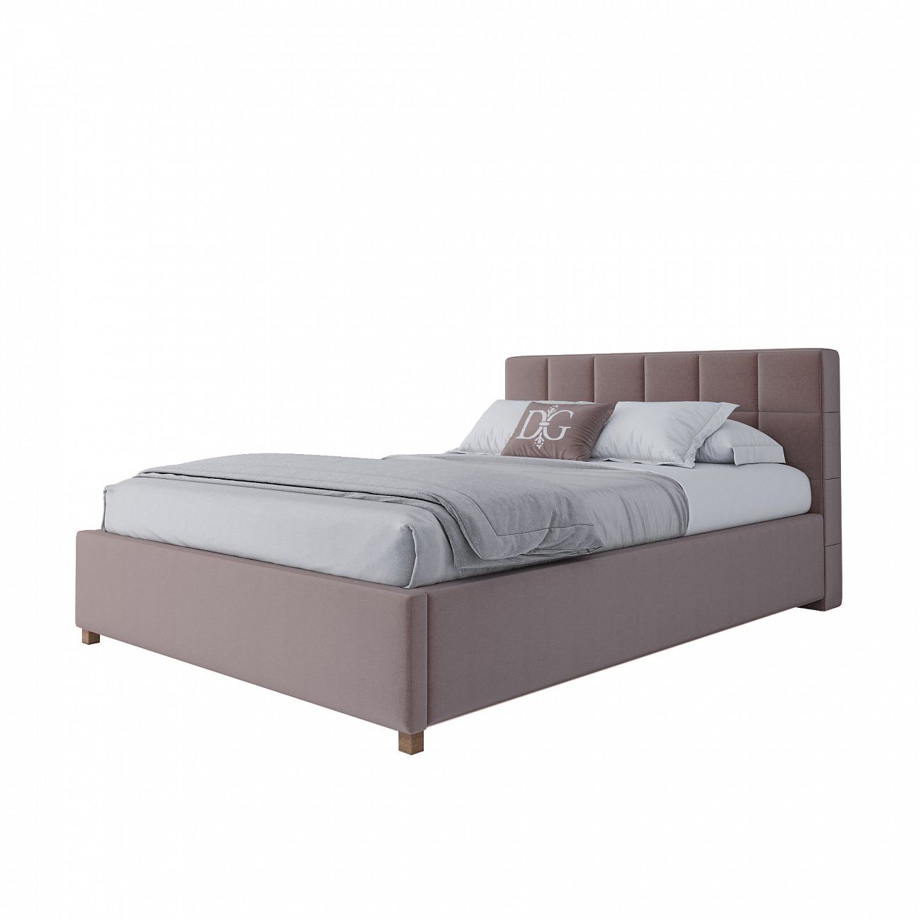 Teenage bed with upholstered headboard 140x200 cm dusty rose Wales
