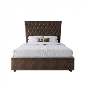 Кровать подростковая с каретной стяжкой 140х200 коричневая QuickSand