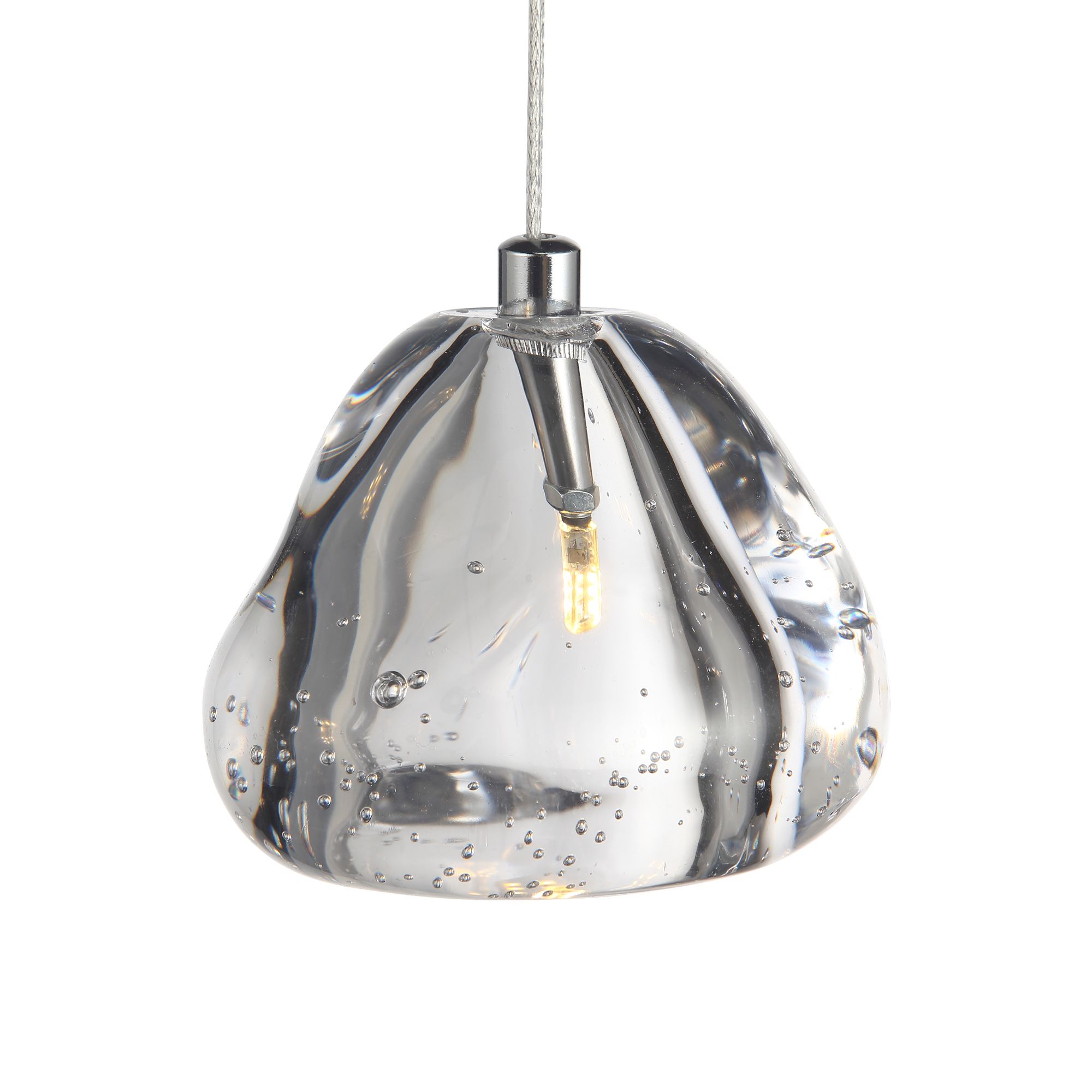 SL6017.101.01 Светильник подвесной Хром/Прозрачный с пузырьками воздуха LED 1*3W 3000K WATERFALL