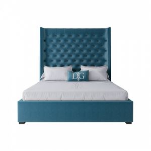Кровать двуспальная с мягким изголовьем 160х200 см бирюзовая Jackie King
