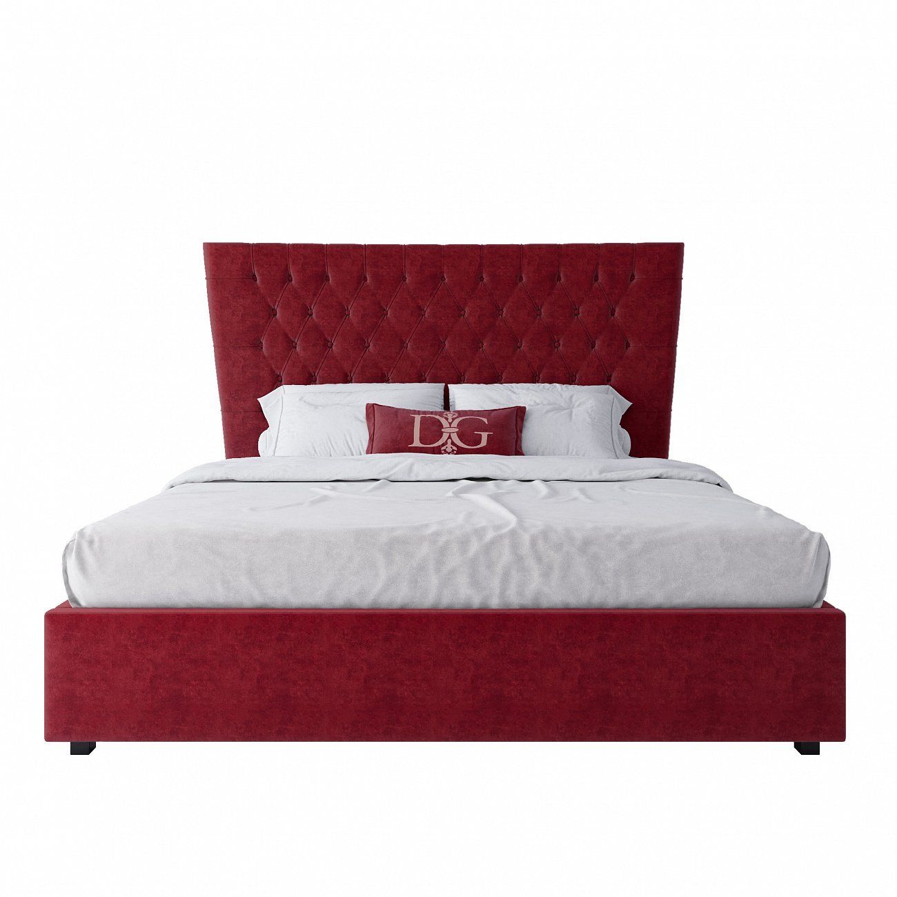 Double bed 180x200 red velour QuickSand