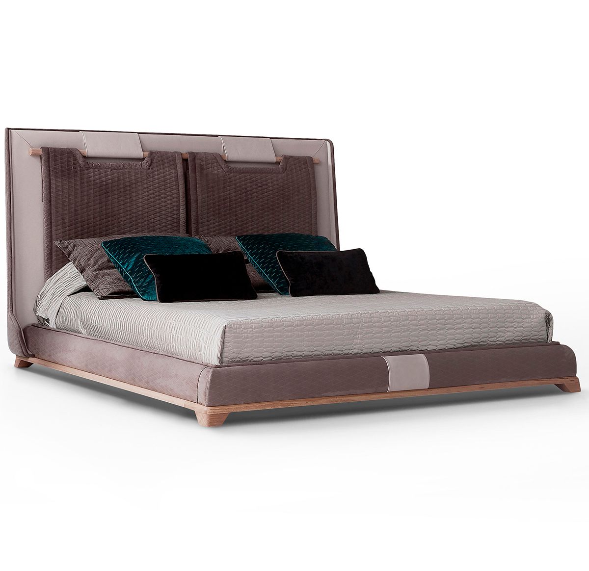Double bed 180x200 grey Tecni Nova Wood