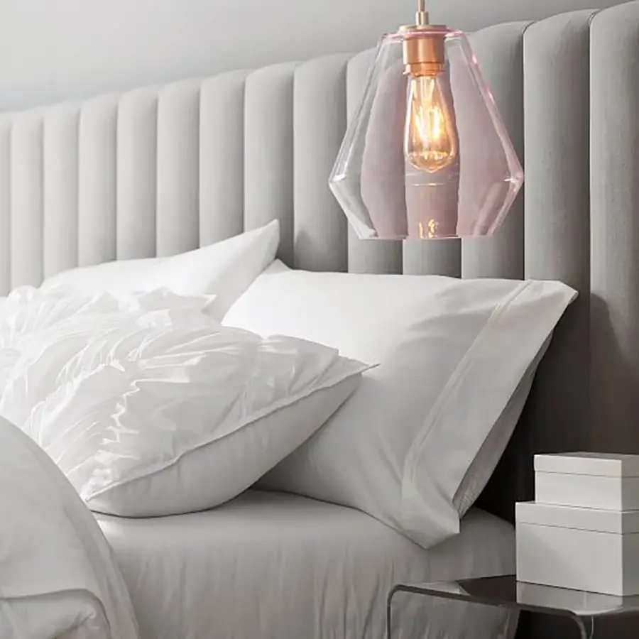 Кровать двуспальная с большой спинкой 180x200 розовая Avalon Extended