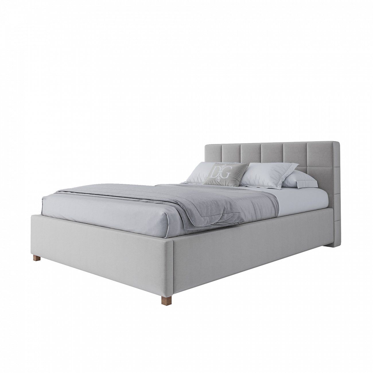 Double bed with upholstered headboard 160x200 cm light beige Wales