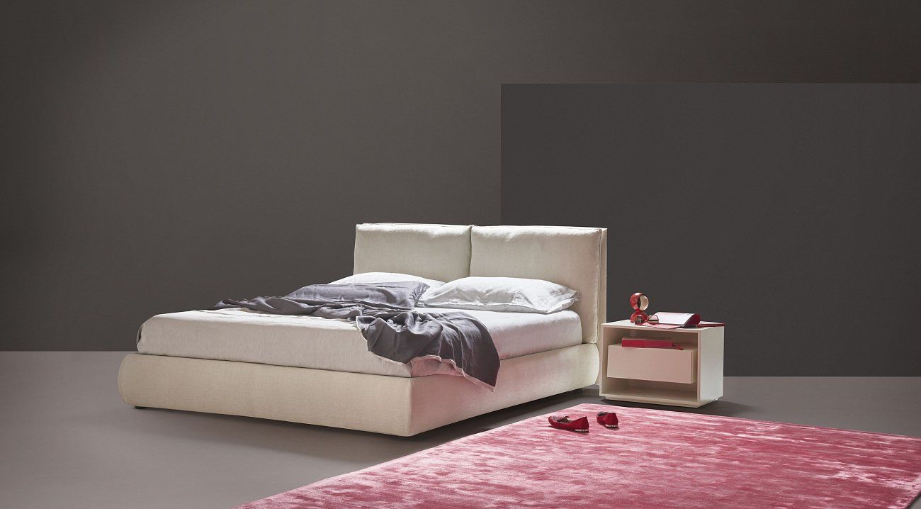 Кровать односпальная с мягким изголовьем 90х200 см бежевая Bubble