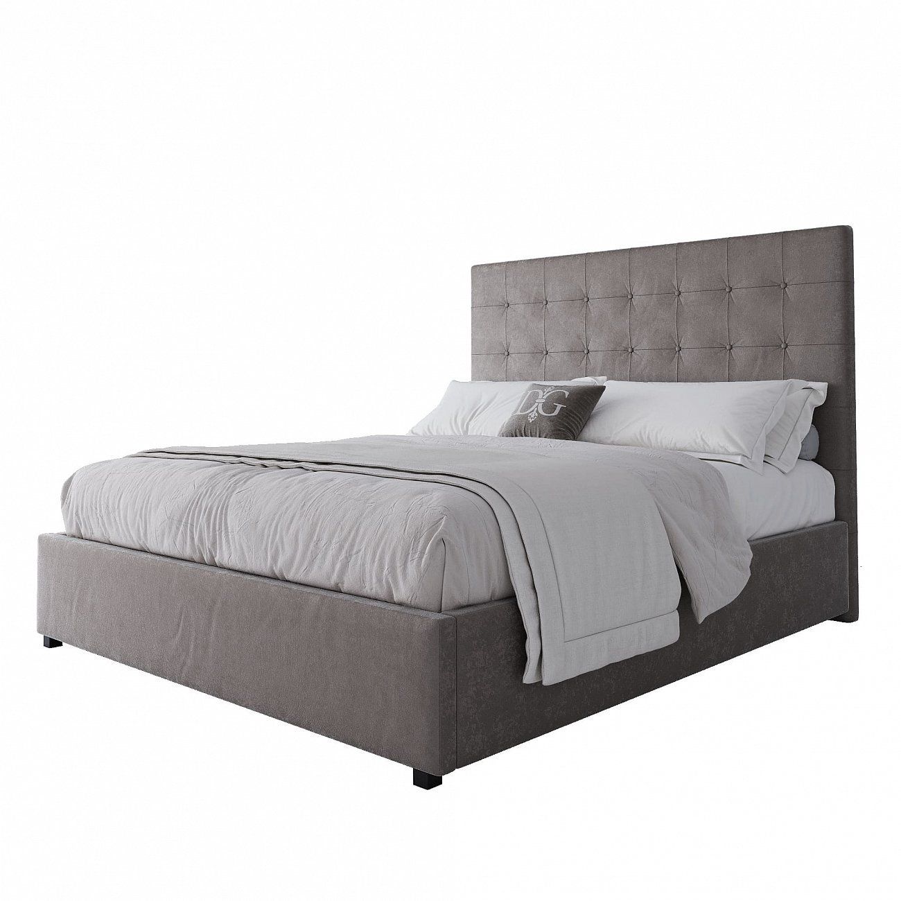 Double bed with upholstered headboard 160x200 cm light brown Royal Black