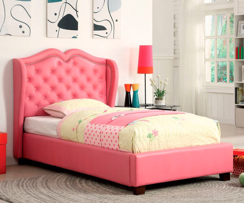 Single bed 90x200 cm Twin Platform pink