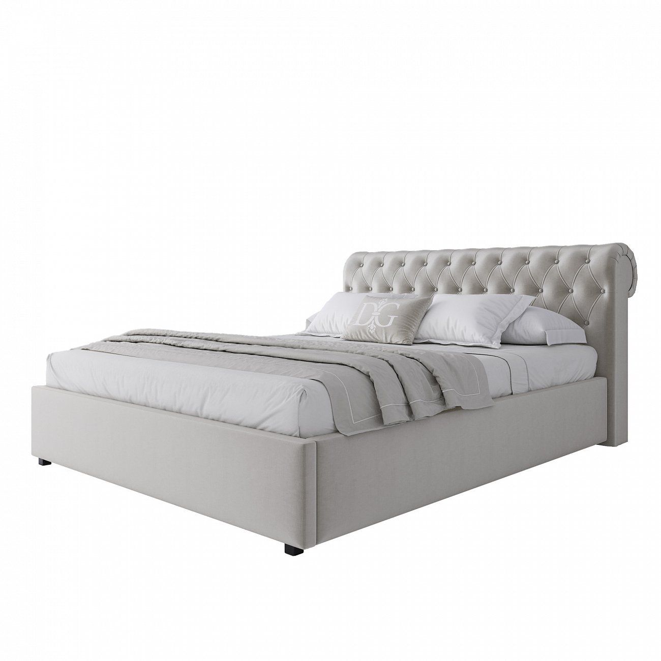 Кровать двуспальная с мягким изголовьем 160х200 см молочная Sweet Dreams