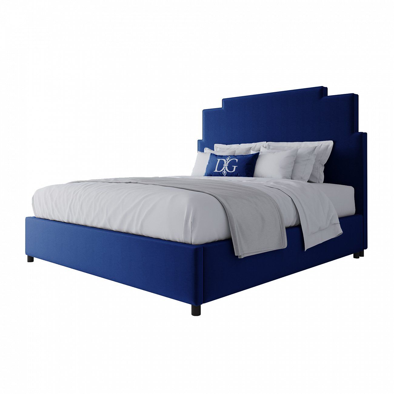 Кровать двуспальная 180x200 синяя Paxton Bed Light Blue