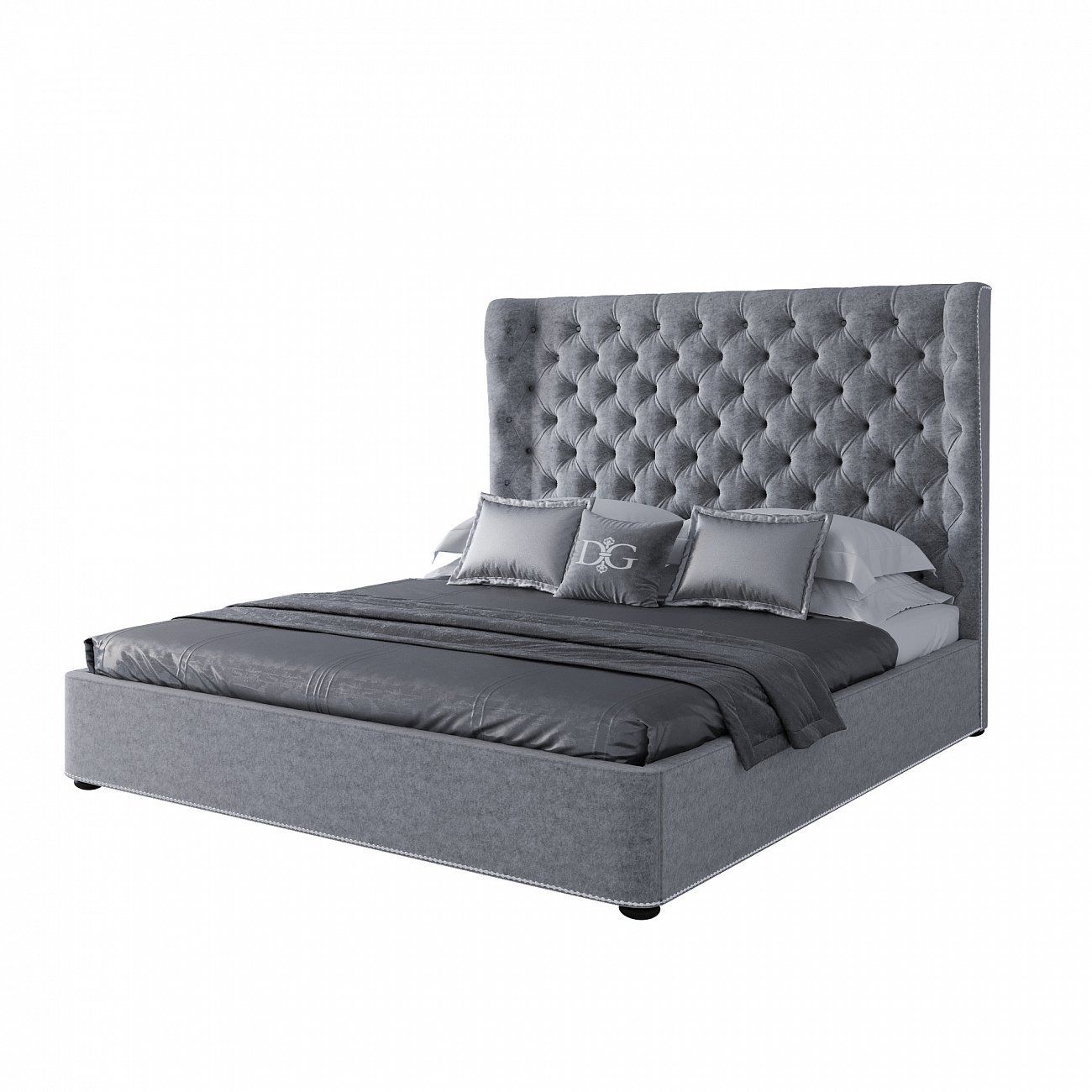 Double bed 180x200 cm grey Henbord