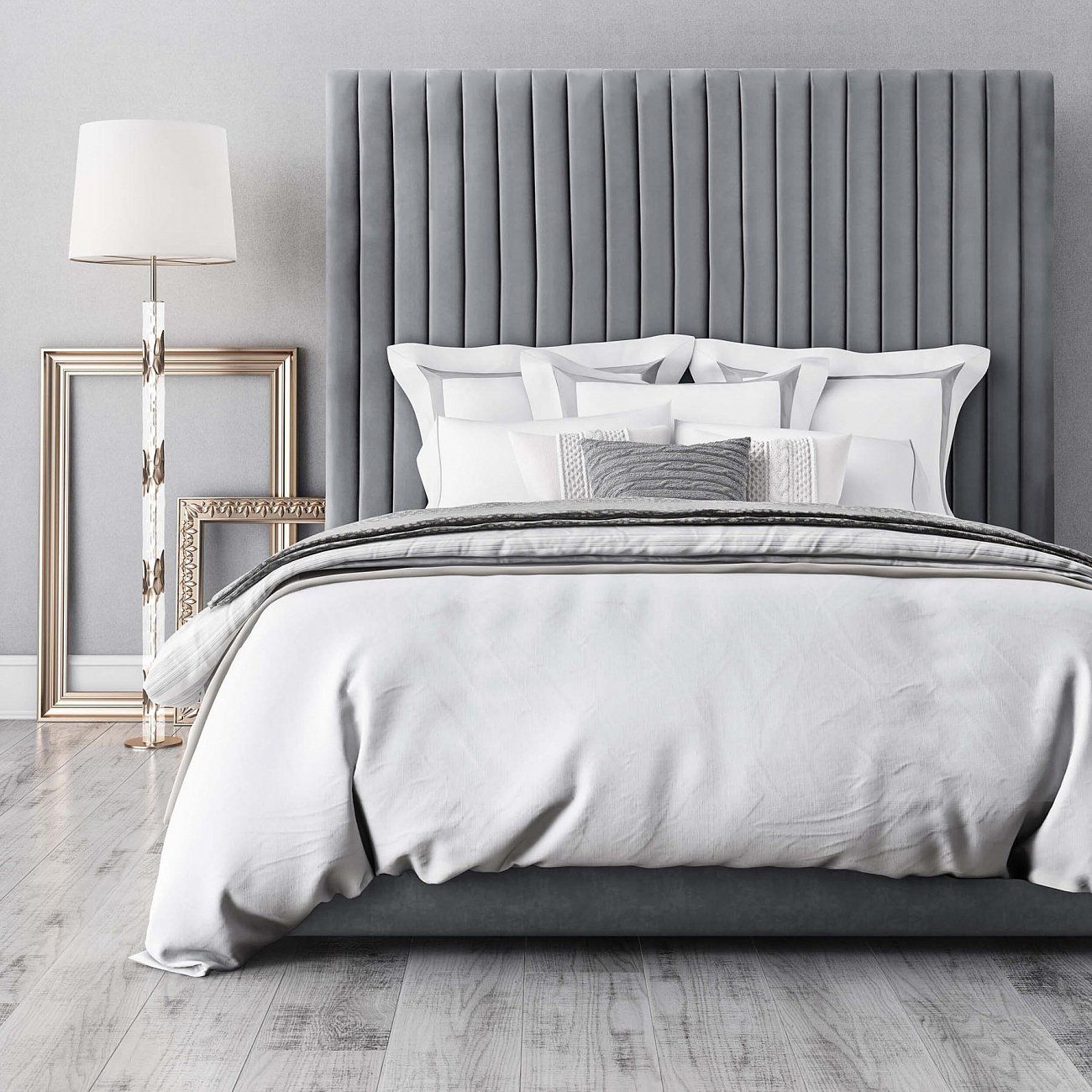 Bed euro 200x200 cm gray Mora