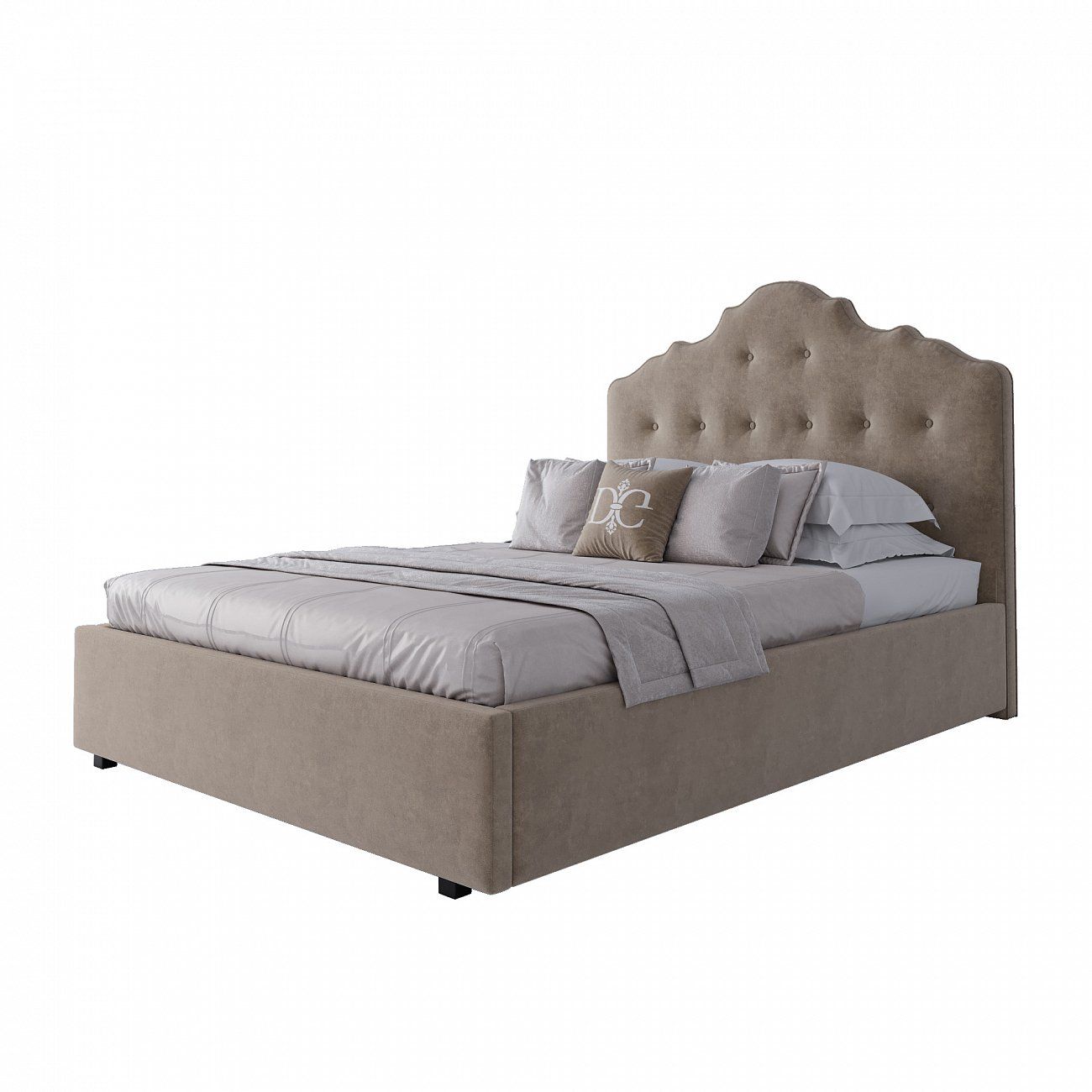 Teenage bed with a soft backrest 140x200 beige Palace