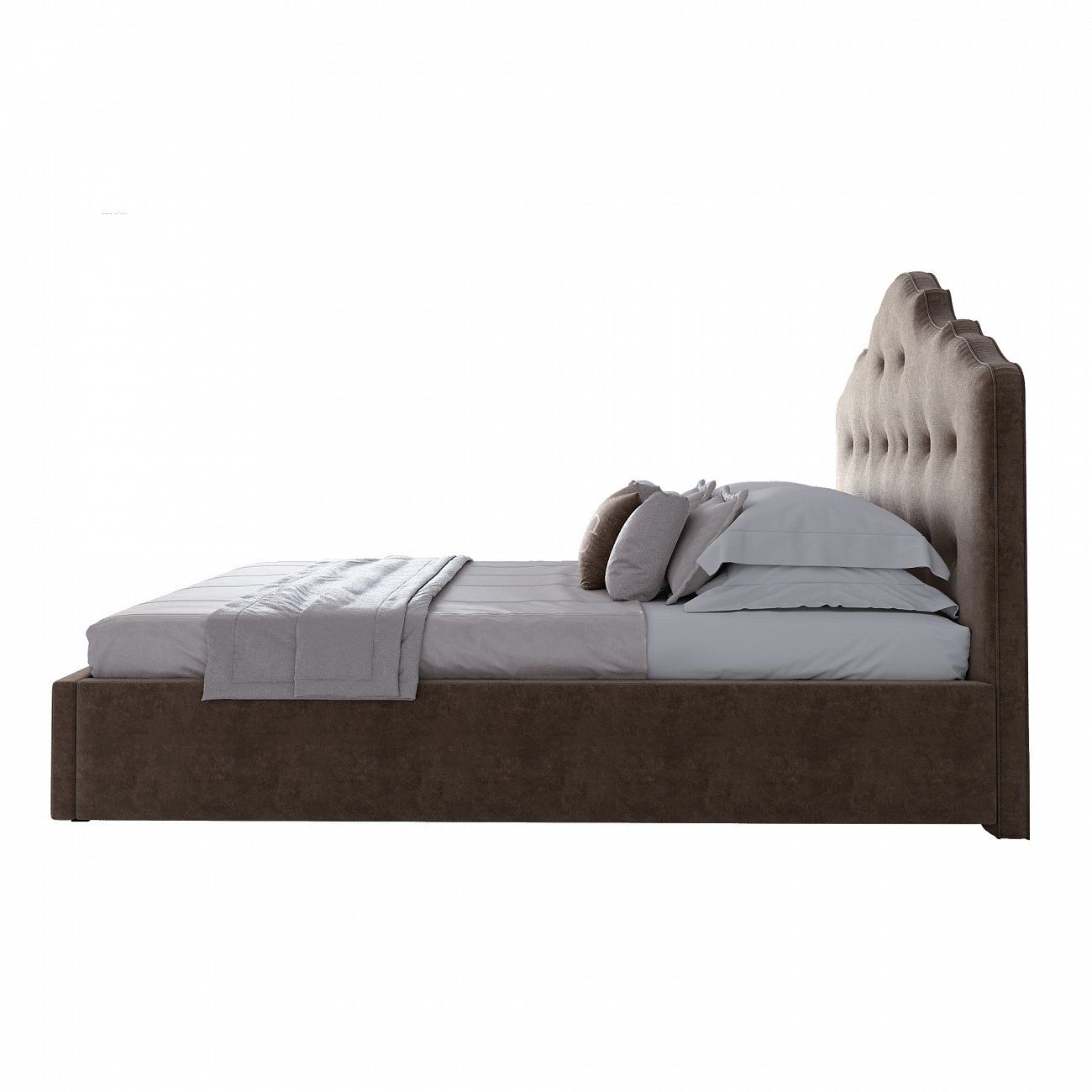 Semi-double teenage bed with a soft headboard 140x200 cm brown Palace