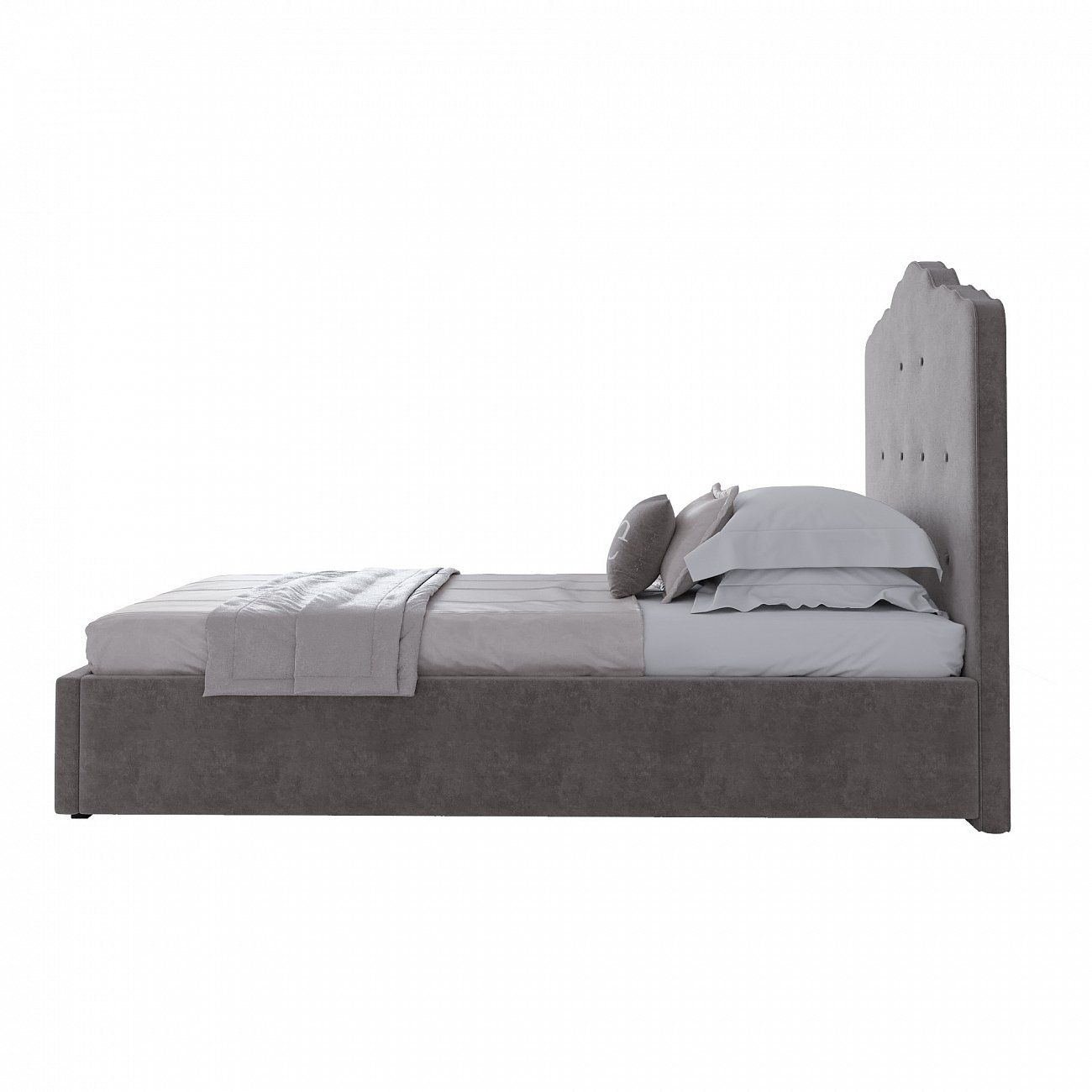 Single bed 90x200 Palace velour grey-beige P