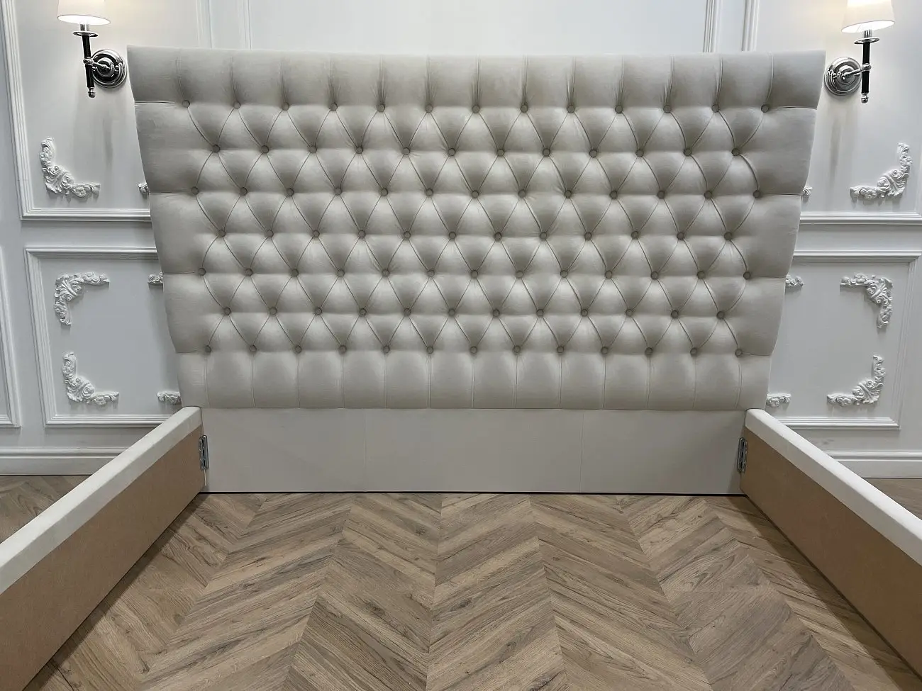 Euro bed with upholstered headboard 200x200 cm beige QuickSand