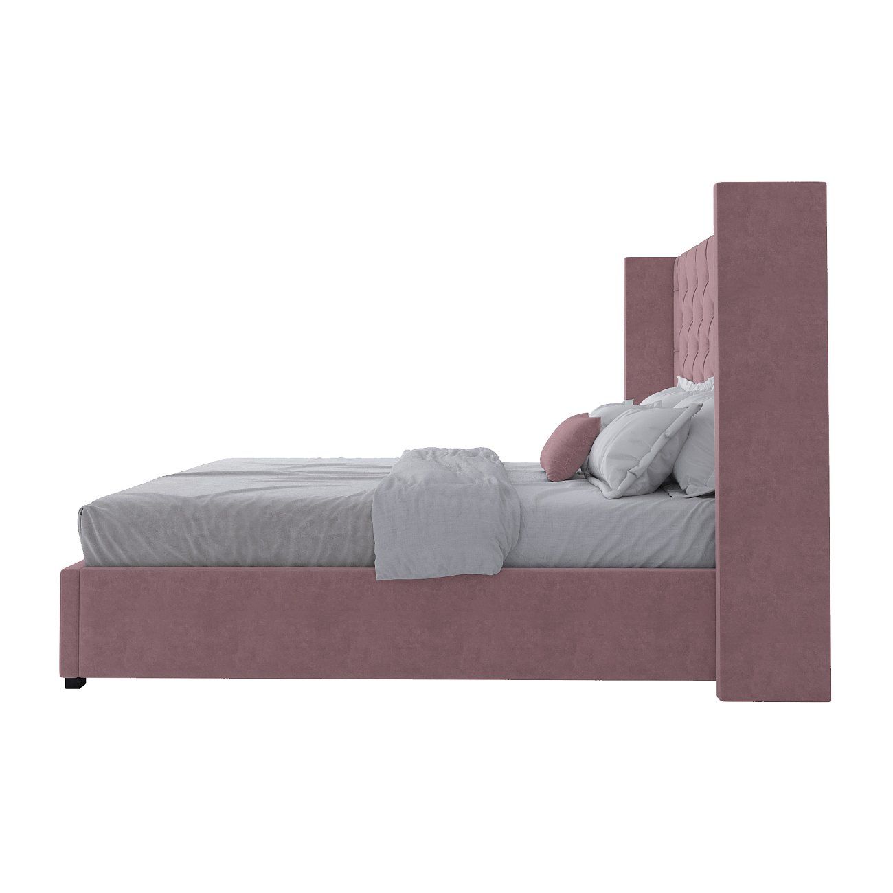 Double bed with upholstered headboard 160x200 cm Dusty Rose Wing-2