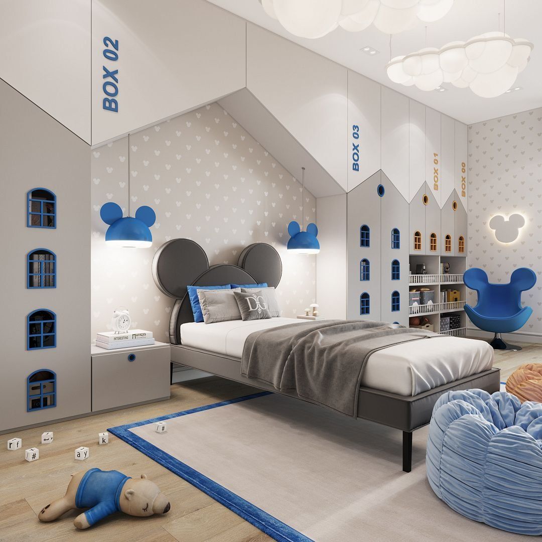 Кровать детская 120х200 см серая Mickey Mouse