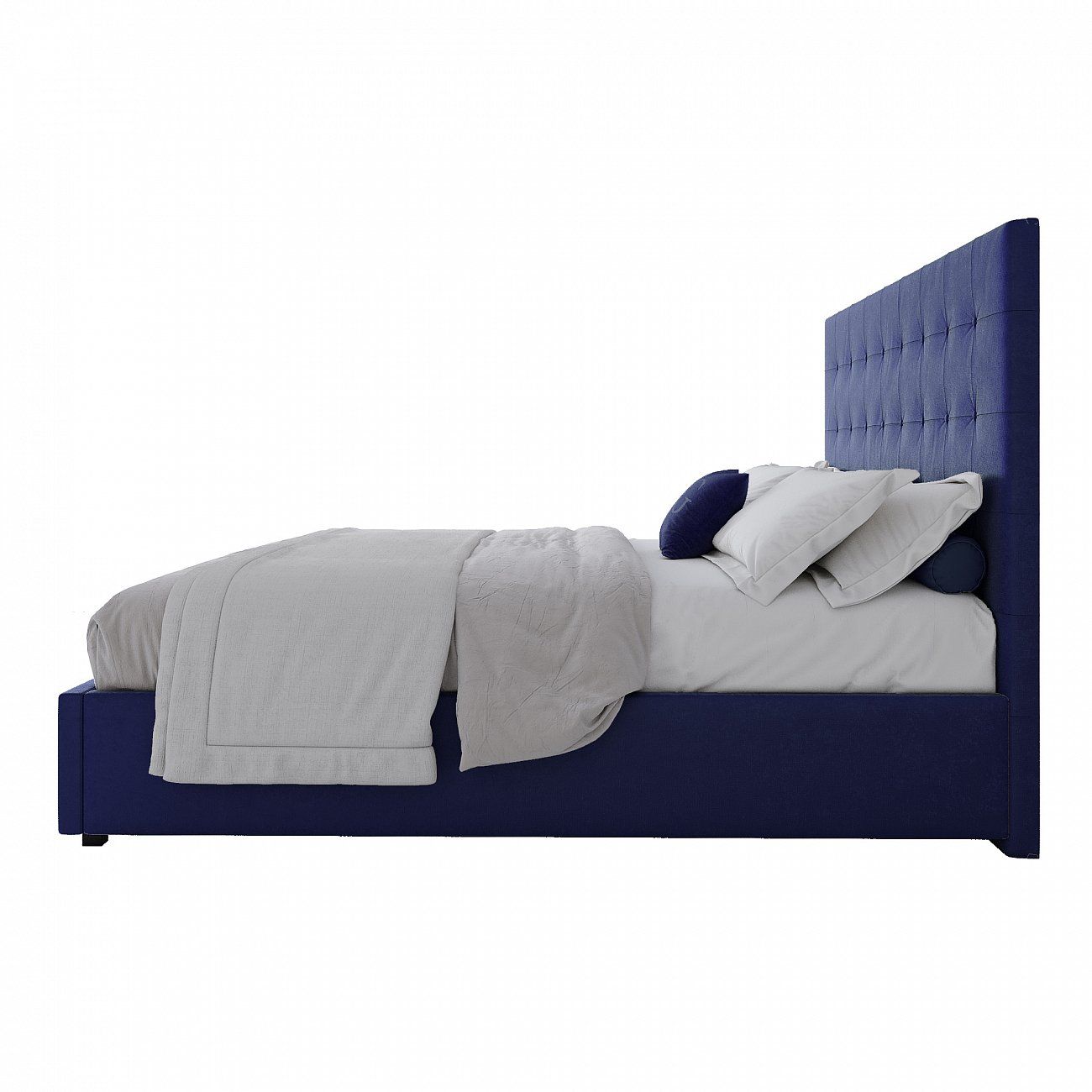 Double bed with upholstered headboard 180x200 cm blue Royal Black