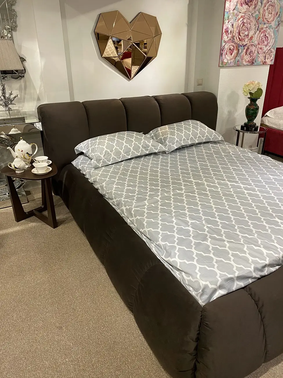 Mobili double bed 160x200 grey