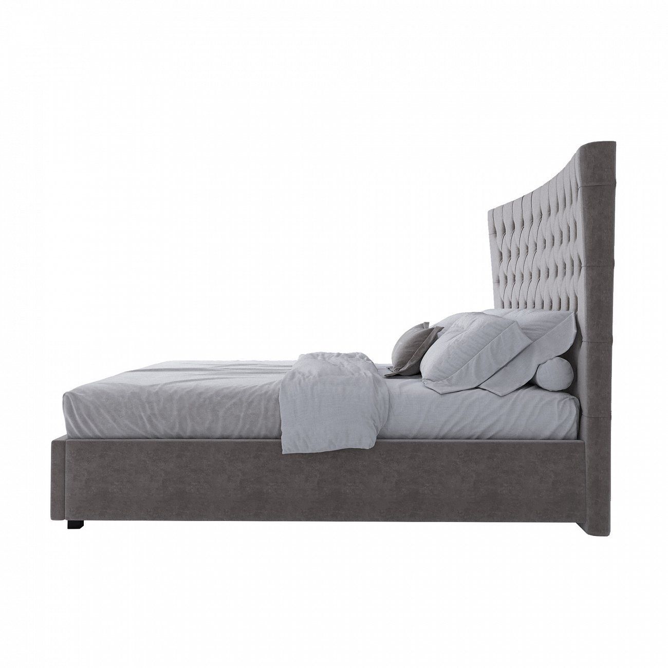 Double bed with upholstered headboard 160x200 cm brown-gray QuickSand