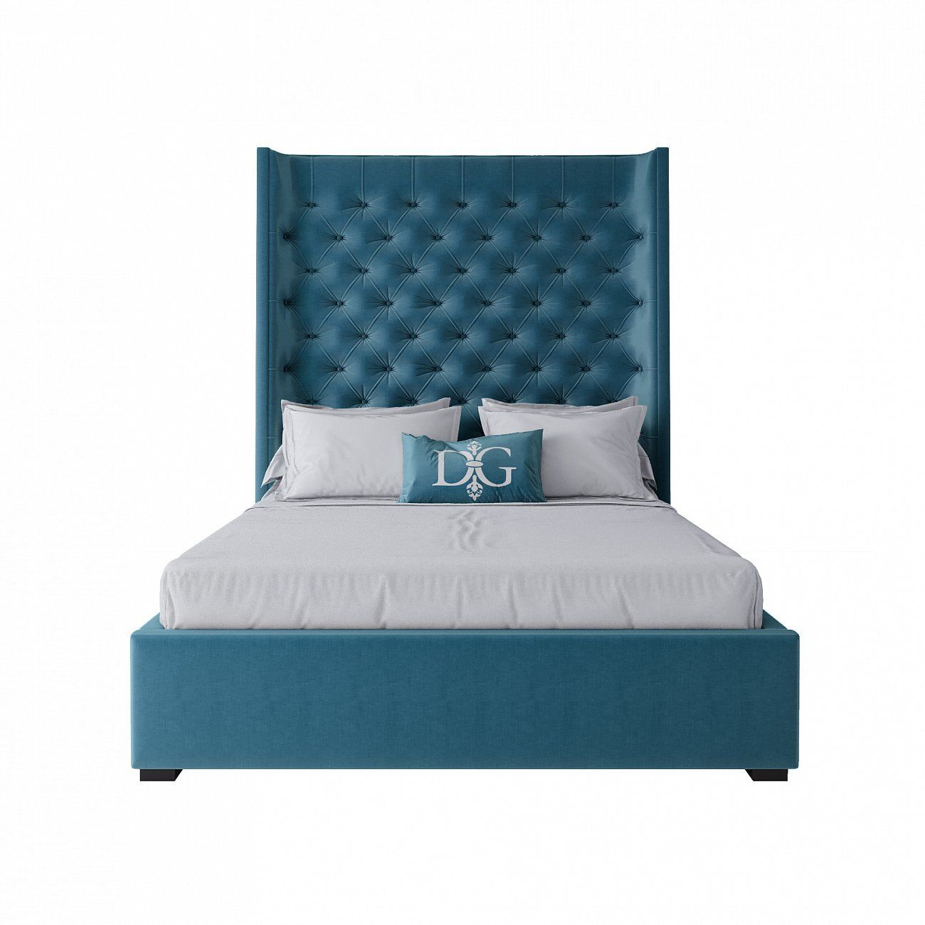 Teenage bed with carriage screed 140x200 turquoise Jackie King