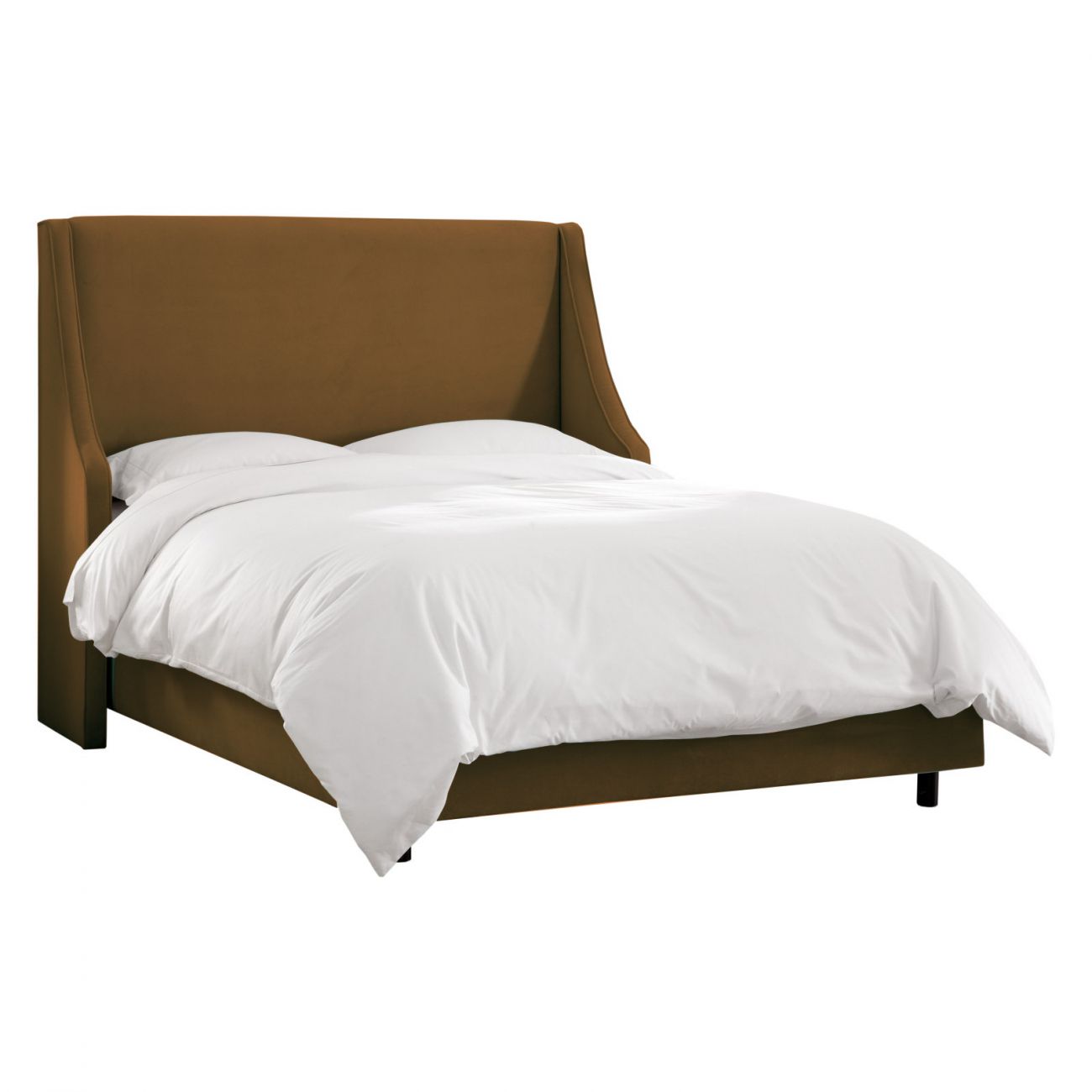 Кровать двуспальная 160х200 см коричневая Davis Wingback Sand Velvet