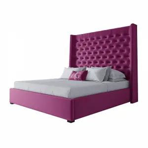 Double bed with upholstered headboard 180x200 cm Jackie King