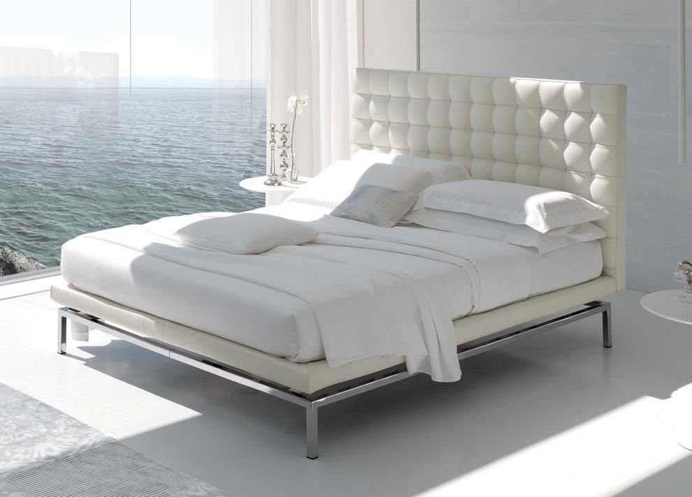 Double bed 180x200 white eco-leather Konigreich