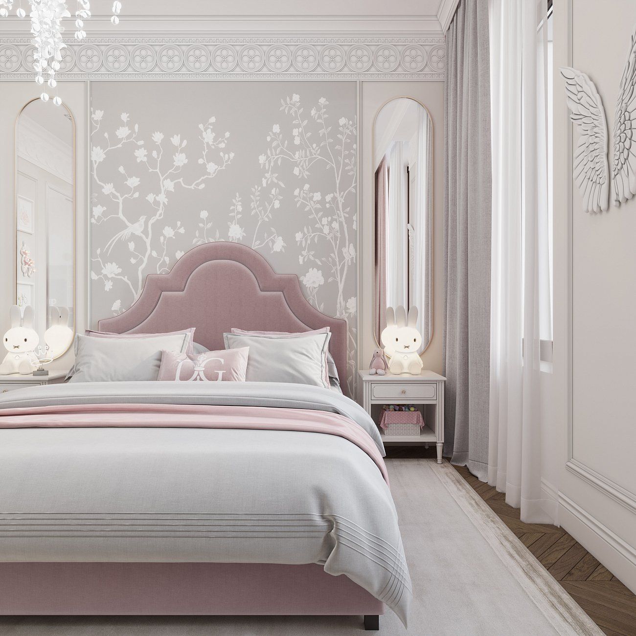 Кровать двуспальная 180х200 см розовая Kennedy