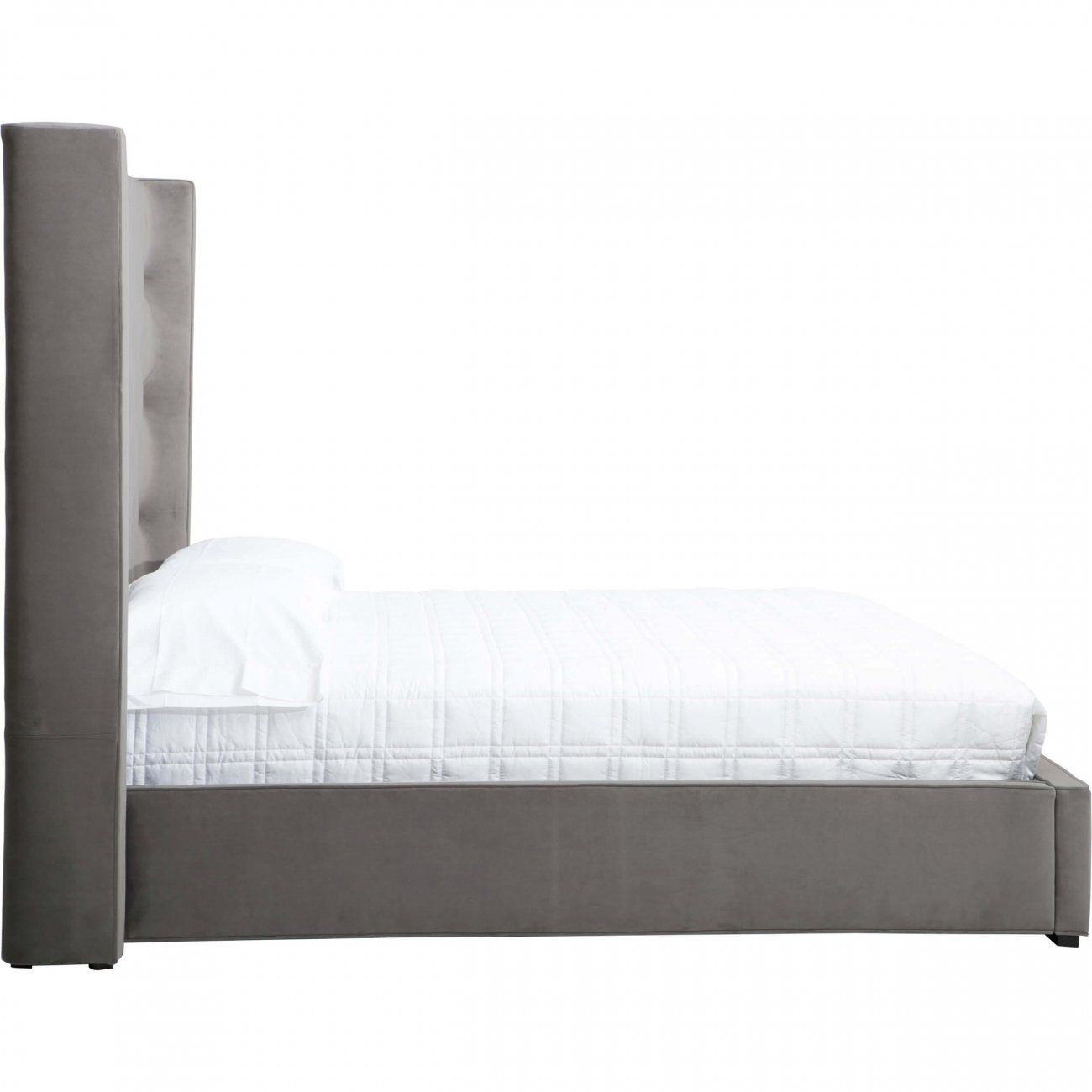 Кровать двуспальная с мягким изголовьем 160х200 см серая Hamel
