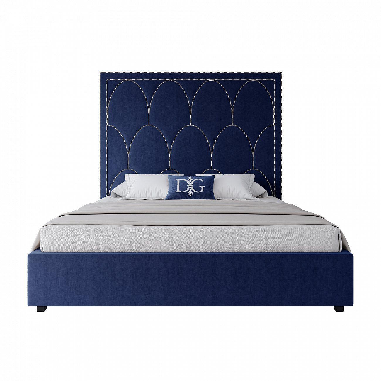 Кровать двуспальная 180х200 см синяя Petals Queen
