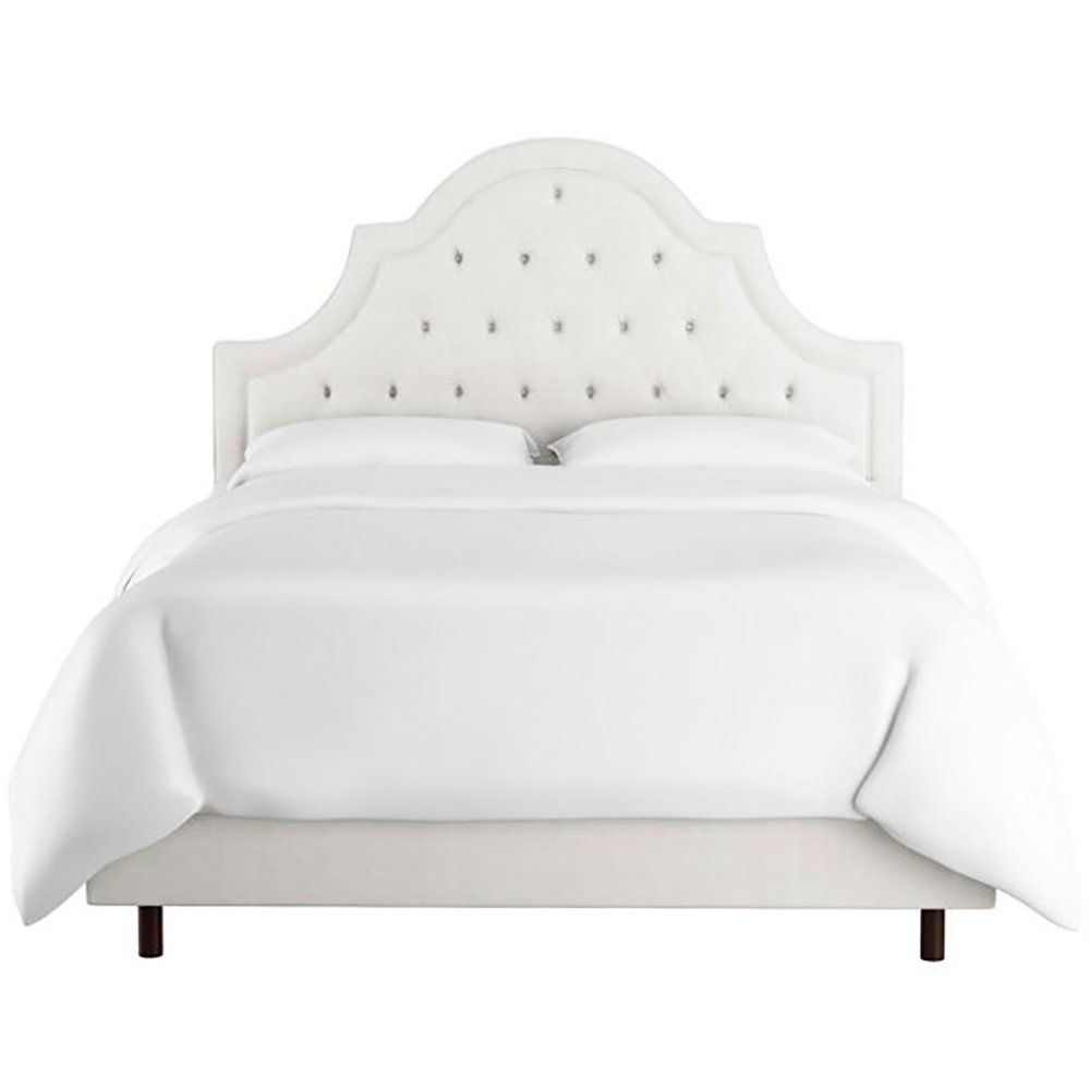 Кровать двуспальная с мягкой спинкой 160х200 см белая Harvey Tufted White